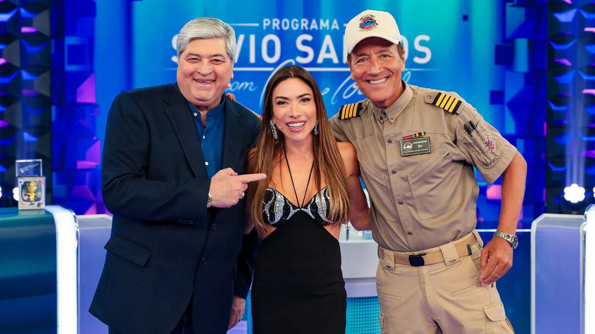 Datena e Comandante Hamilton, ao lado de Patricia Abravanel, no Programa Silvio Santos
