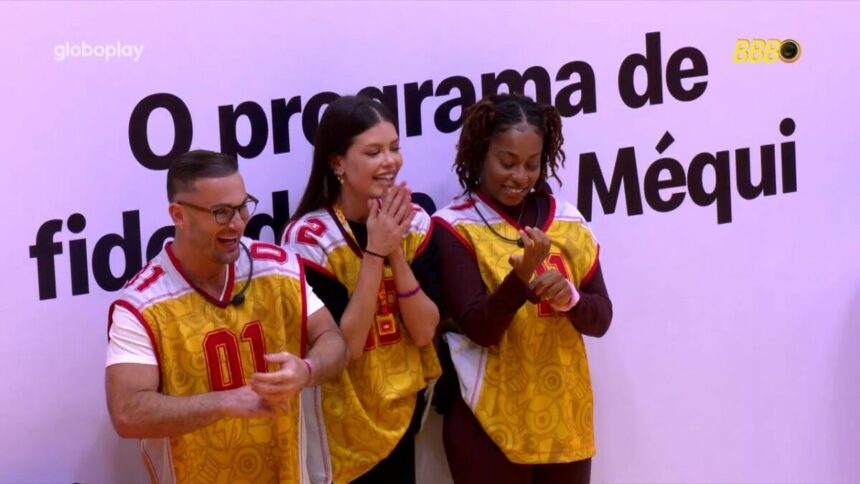Diego, Vitória e Thamiris em trecho de prova no BBB 25