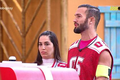 Diego e Daniele em trecho da Prova do Anjo no BBB 25