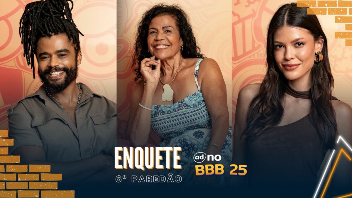 Diogo Almeida, Vilma e Vitória Strada, em uma montagem, na arte da enquete do 6º paredão