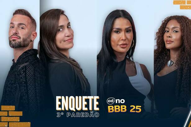 Diego, Daniele Hypólito, Gracyanne e Giovanna na arte da enquete do 3º Paredão do BBB 25