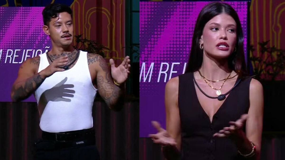 Gabriel e Vitória Strada em uma montagem no BBB 25