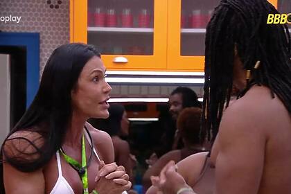 Gracyanne Barbosa e Diogo Almeida em trecho de discussão no BBB 25