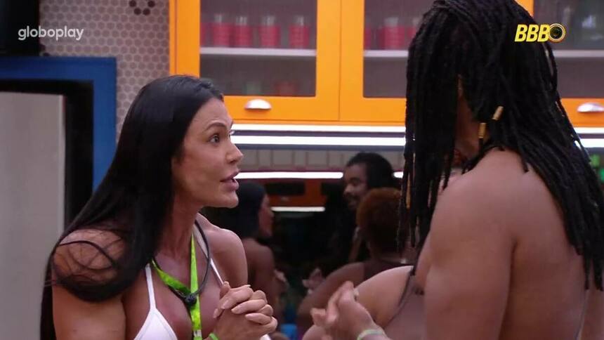 Gracyanne Barbosa e Diogo Almeida em trecho de discussão no BBB 25