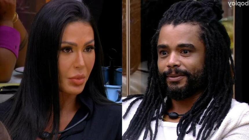 Gracyanne Barbosa e Diogo Almeida em uma montagem no BBB 25