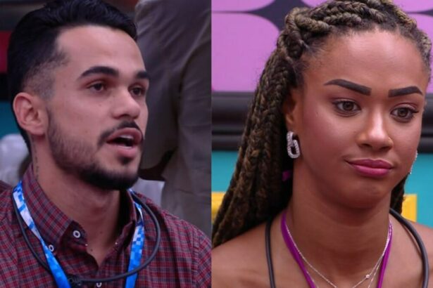 João Gabriel e Aline em uma montagem no BBB 25