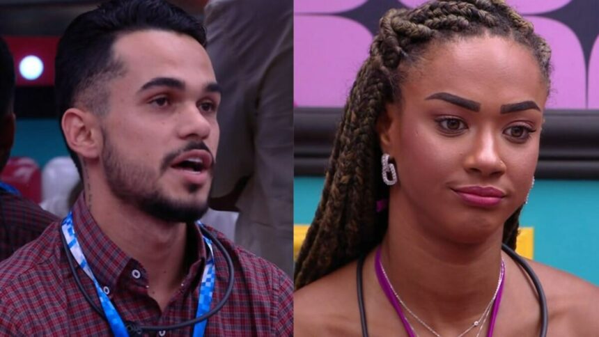 João Gabriel e Aline em uma montagem no BBB 25