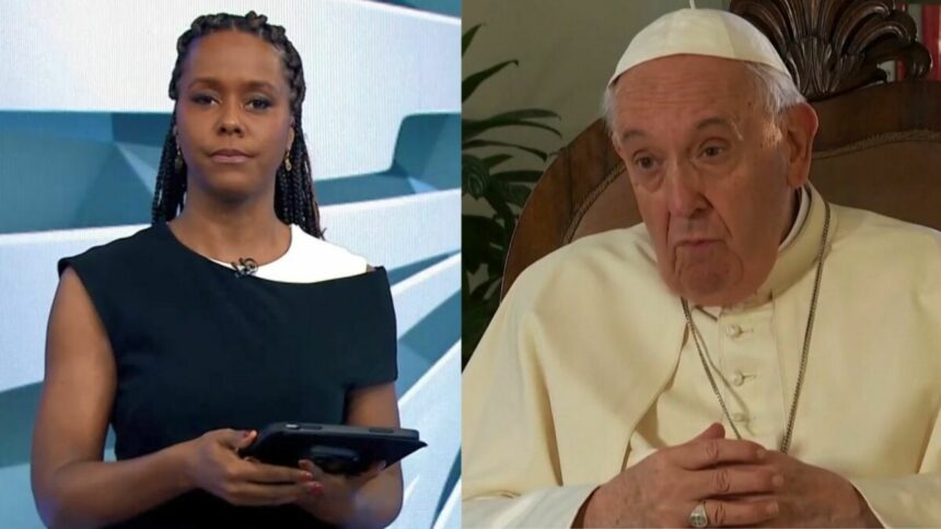 Maju Coutinho e Papa Francisco em uma montagem