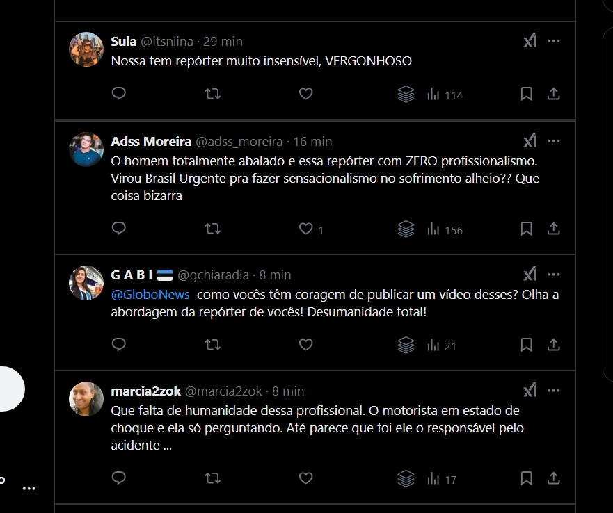 Repórter da GloboNews sendo criticada no X