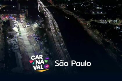 Vista aérea do sambódromo do Anhembi no segundo dia desfiles das Escolas de Samba de são Paulo