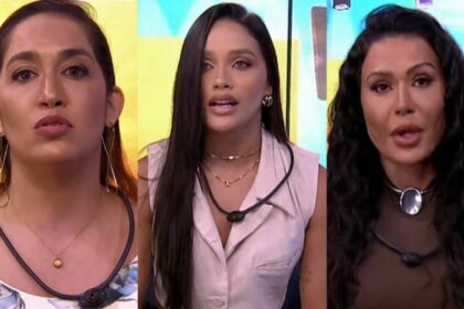 Daniele Hypolito, Eva e Gracyanne Barbosa em uma montagem no BBB 25