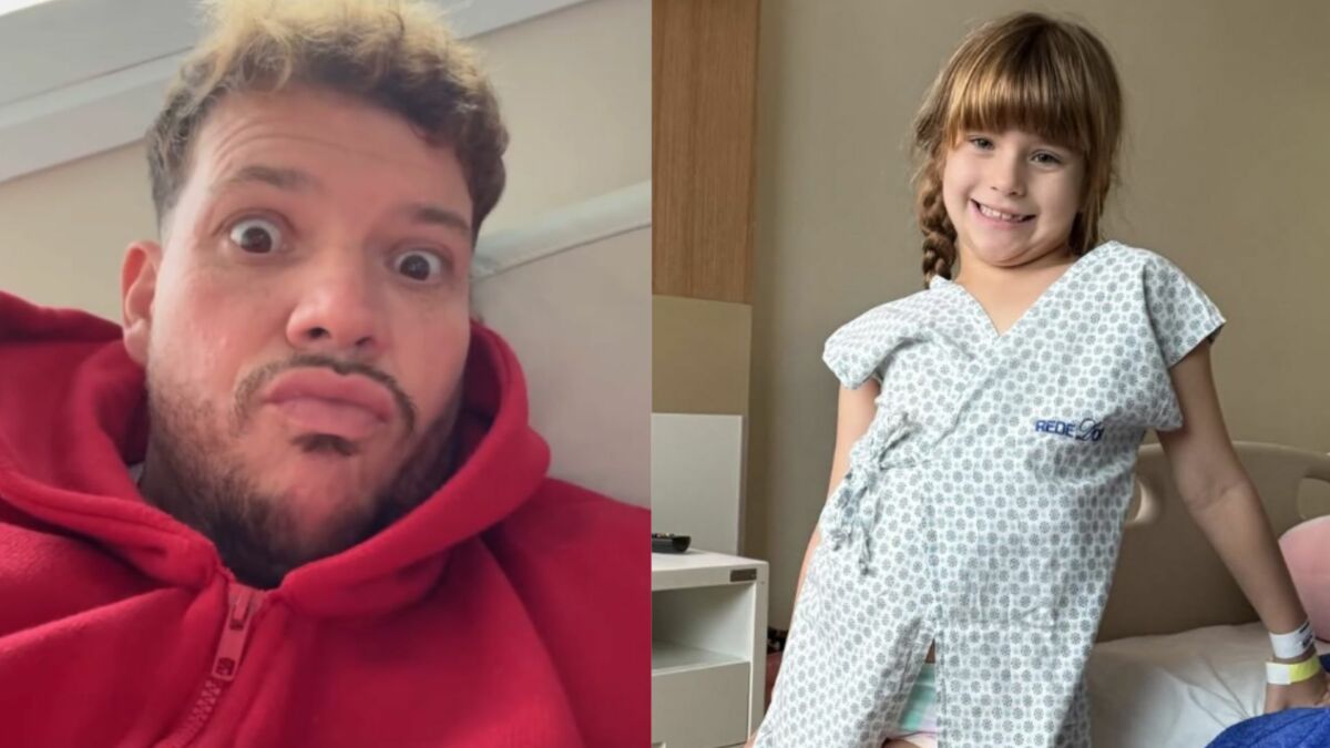 Ferrugem e filha em uma montagem no hospital