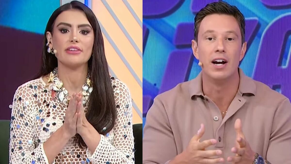 Gaby Cabrini e Gabriel Cartolano em uma montagem no Fofocalizando