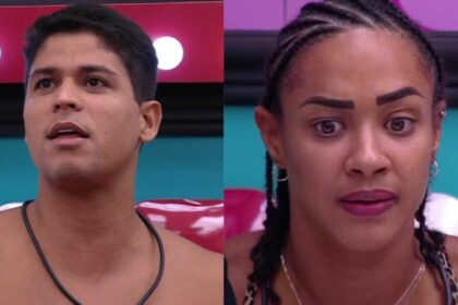 Guilherme e Aline em uma montagem no BBB 25