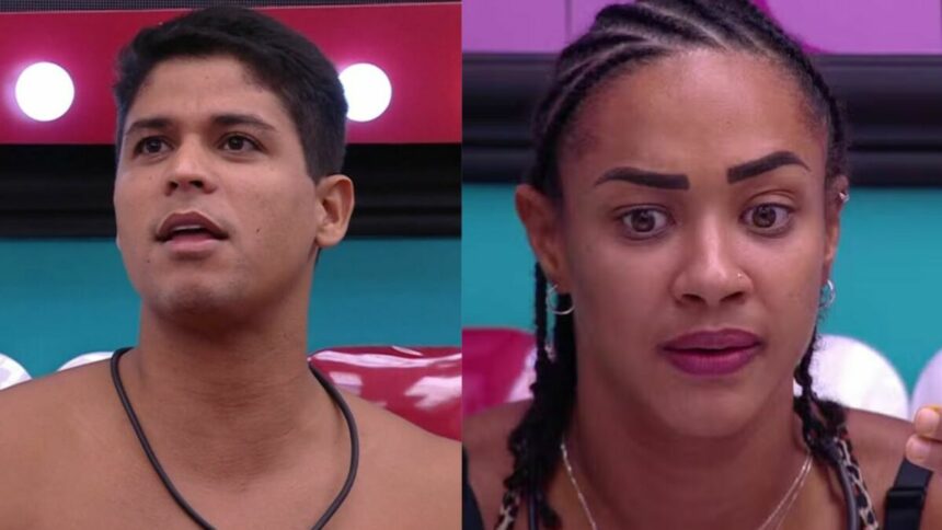 Guilherme e Aline em uma montagem no BBB 25