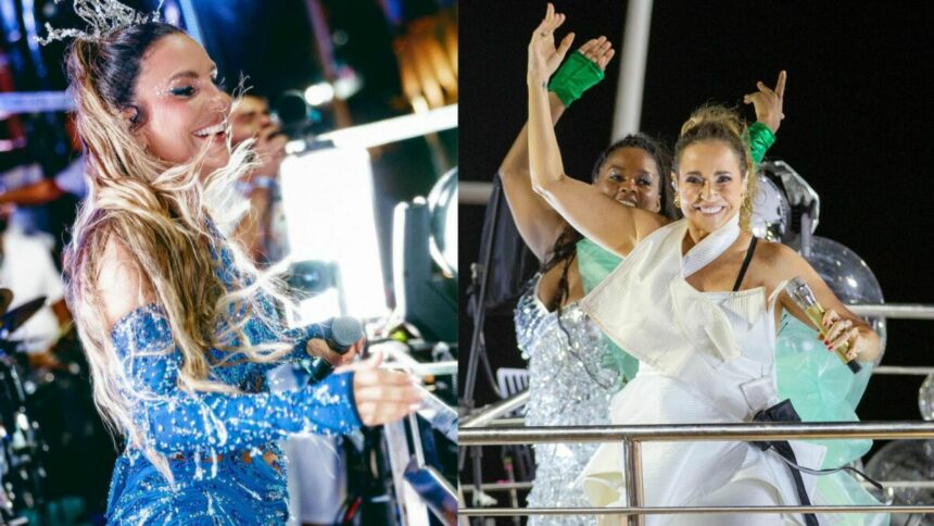 Ivete Sangalo e Daniela Mercury em uma montagem no Carnaval 2025