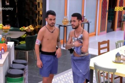 João Pedro e João Gabriel em conversa na cozinha do BBB 25