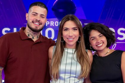 Jottapê e Bruna Mascarenhas, ao lado de Patricia Abravanel, no Programa Silvio Santos