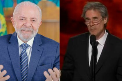 Lula e Walter Salles em uma montagem