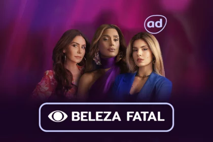 Elvira, Lola e Sofia na arte do resumo da novela Beleza Fatal