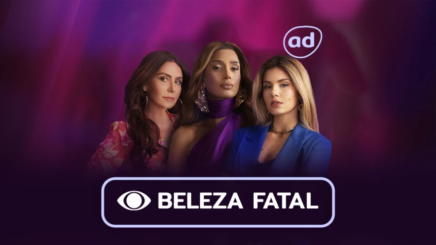 Elvira, Lola e Sofia na arte do resumo da novela Beleza Fatal