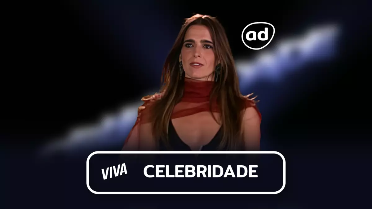 Maria Clara Diniz na arte do resumo da novela Celebridade no Viva