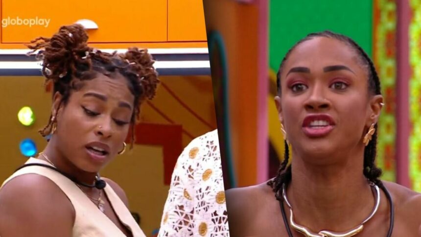 Thamiris olha para Aline que está gritando na cozinha do BBB 25