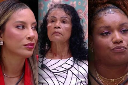 Renata, Vilma e Camilla com semblantes sérios na formação do sétimo Paredão do BBB 25