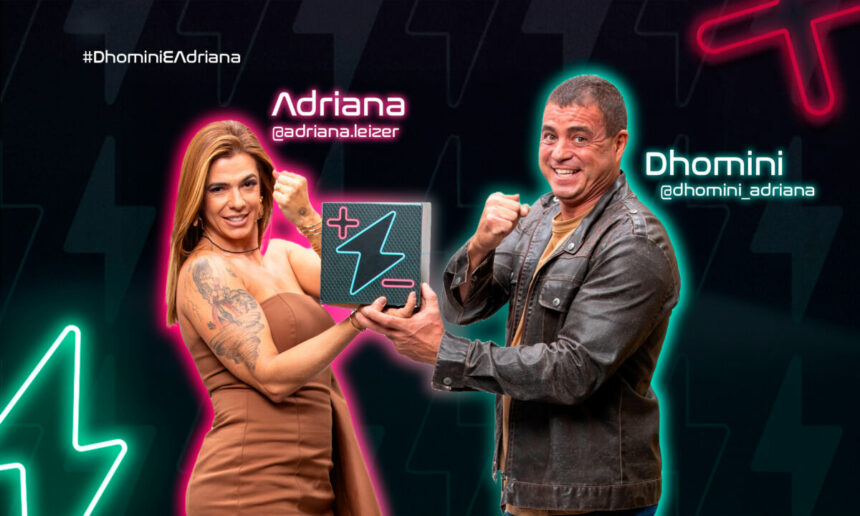 Adriana e Dhomini na arte de divulgação do Power Couple Brasil