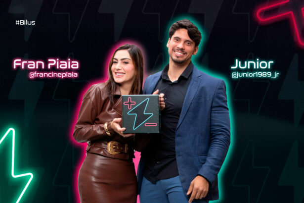 Francine e Junior na arte de divulgação do Power Couple Brasil