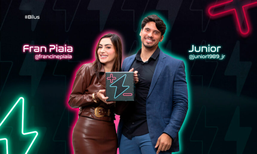 Francine e Junior na arte de divulgação do Power Couple Brasil