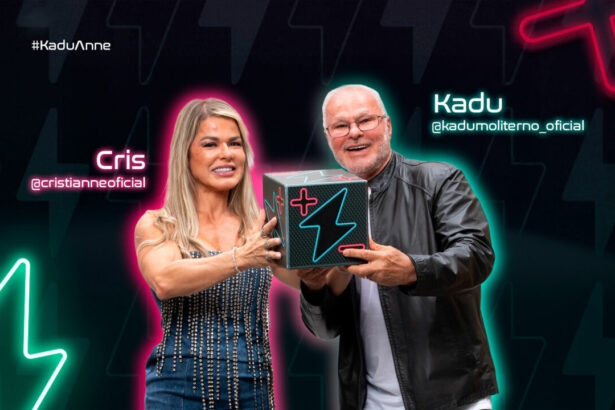 Cris e Kadu Moliterno na arte de divulgação do Power Couple Brasil