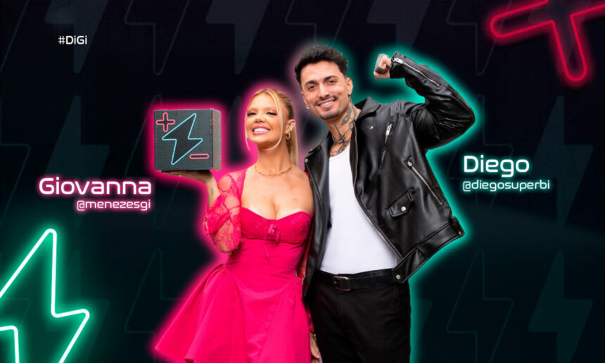 Giovanna e Diego na arte de divulgação do Power Couple Brasil