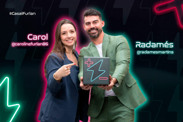 Carol e Radamés Furlan na arte de divulgação do Power Couple Brasil