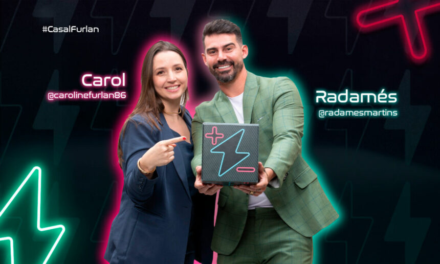 Carol e Radamés Furlan na arte de divulgação do Power Couple Brasil