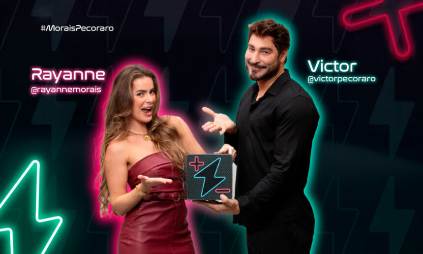 Rayanne e Victor Pecoraro na arte de divulgação do Power Couple Brasil