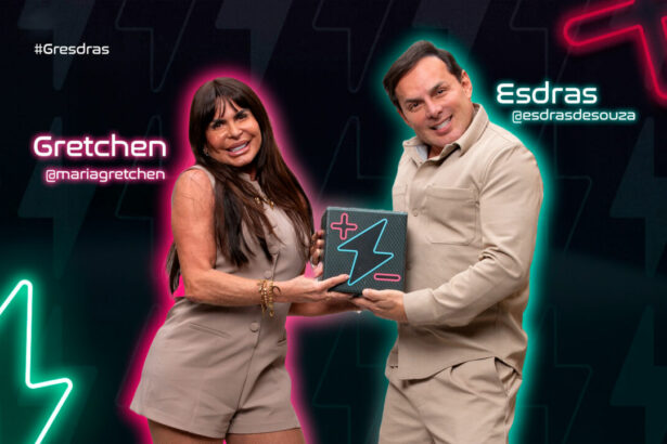 Gretchen e Esdras na arte de divulgação do Power Couple Brasil