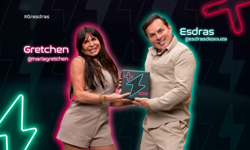 Gretchen e Esdras na arte de divulgação do Power Couple Brasil