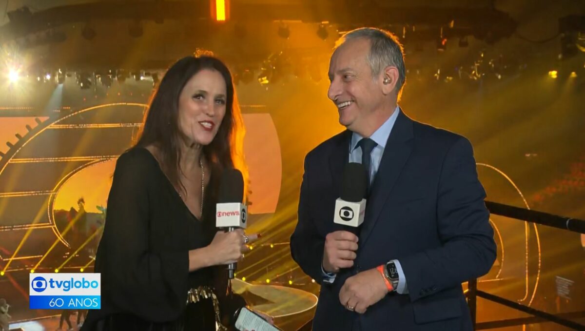 Ana Luiza e Burnier em trecho da edição conjunta do RJ2 e SP2