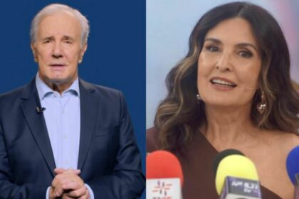 Celso Freitas e Fátima Bernardes em uma montagem no Encontro