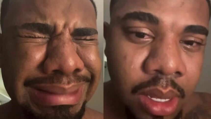 Davi chorando nos stories do Instagram