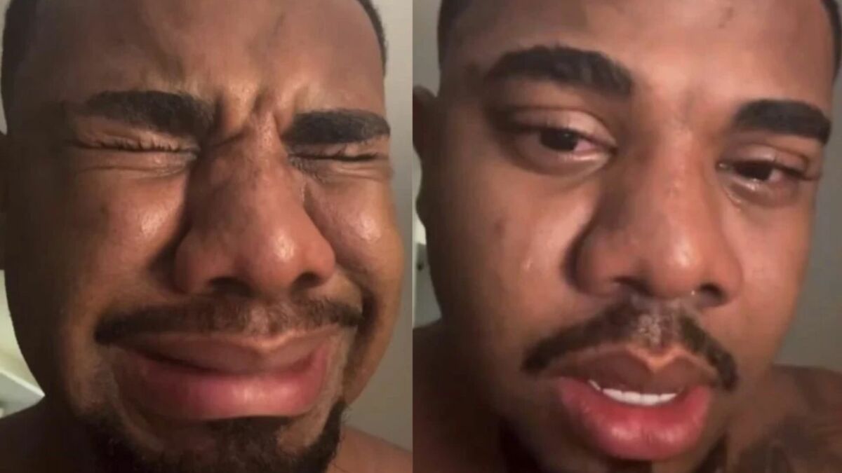 Davi chorando nos stories do Instagram