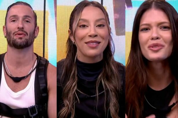 Diego Hypolito, Renata e Vitória Strada em uma montagem no BBB 25