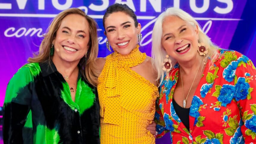 Fafá de Belém e Cissa Guimarães, ao lado de Patricia Abravanel, no cenário do Programa Silvio Santos