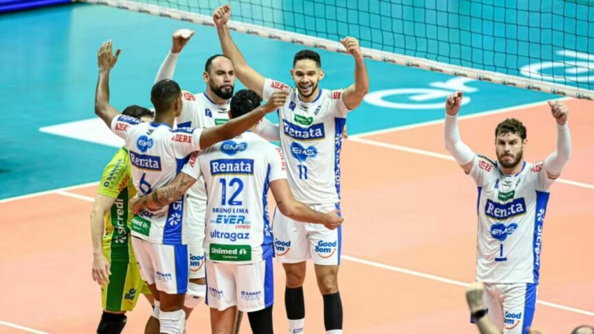 Jogadores do Campinas-Volei Renata em quadra