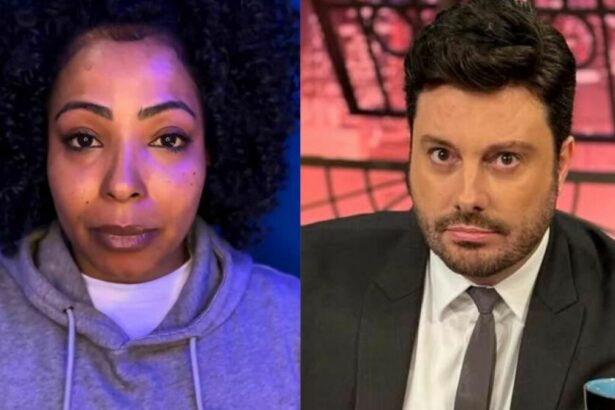 Juliana Oliveira e Danilo Gentili em uma montagem