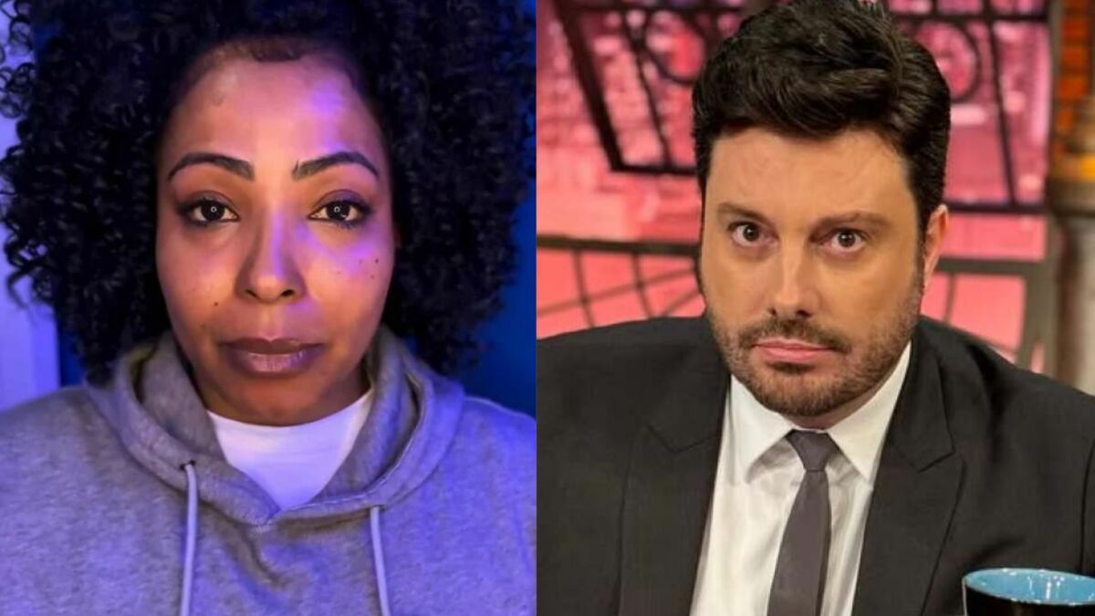Juliana Oliveira e Danilo Gentili em uma montagem