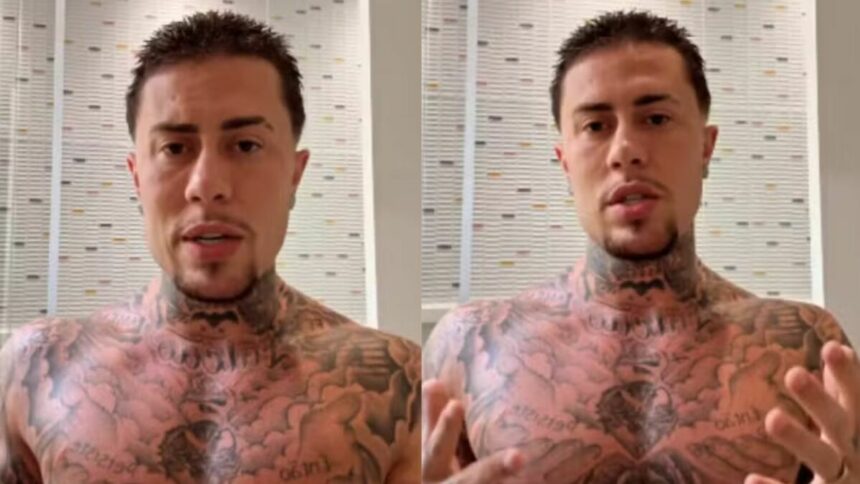 MC Daniel, sem camisa, falando sobre diagnóstico de TDAH nos stories do Instagram