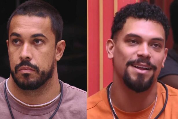 Maike e Vinicius em uma montagem no BBB 25