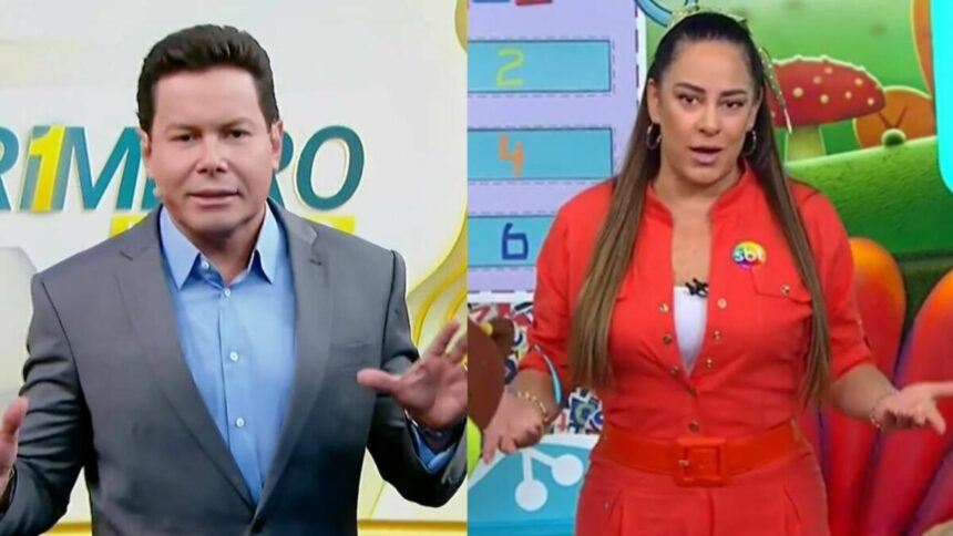 Marcão do Povo e Silvia Abravanel em uma montagem